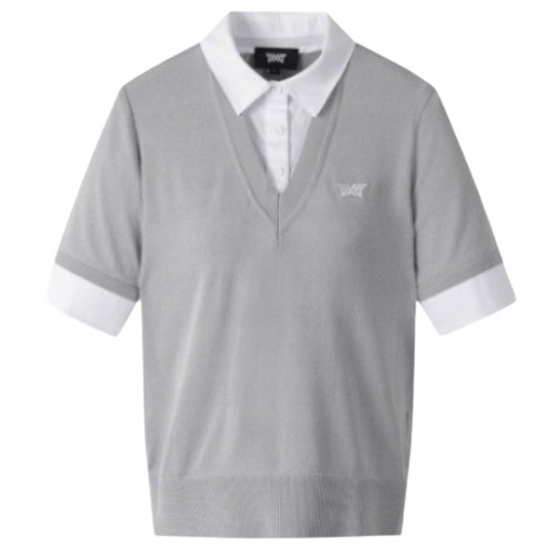 PXG 카라 숏 슬리브 니트 PJFCW412112이미지입니다. 누르면 해당 게시물로 새창이동합니다.