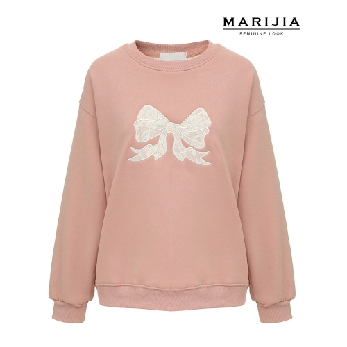 패플 마리지아 리본 레이스 패치 맨투맨 MTEB80008