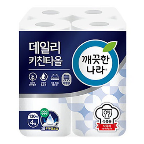 깨끗한나라 ㅤ데일리 키친타올 130매 (4롤) *3팩_이미지