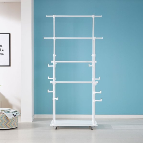 이지온 국민튼튼 4단 이동식 원목 선반 행거 ESC-602