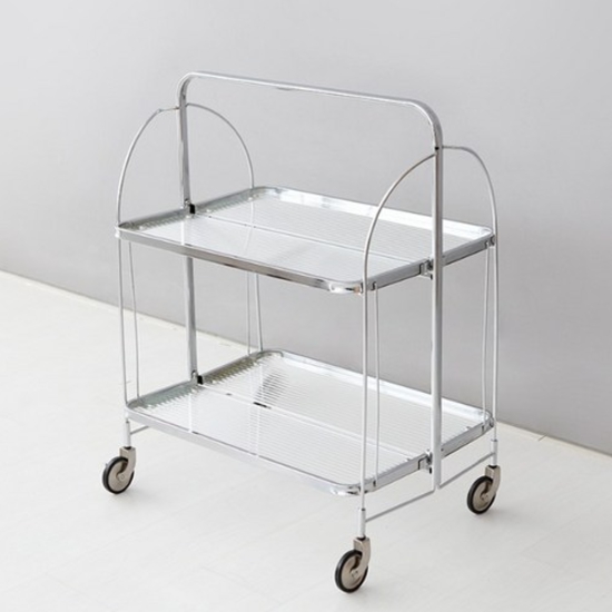 마켓비  SIMPLIE 2단 웨이브 스토퍼형 투명 접이식 트롤리