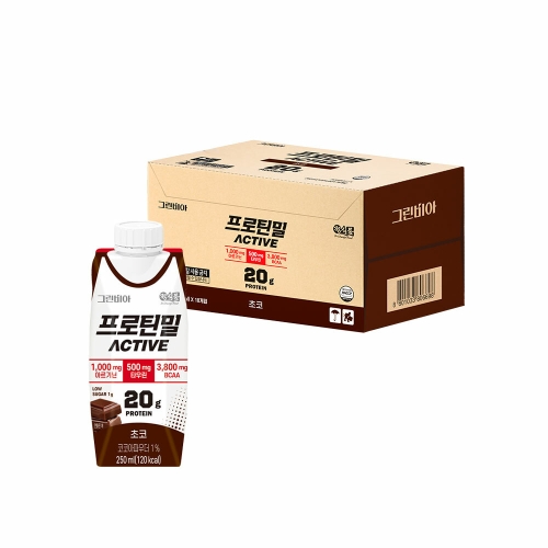 정식품 그린비아 프로틴밀 액티브 초코 250ml (18개)_이미지