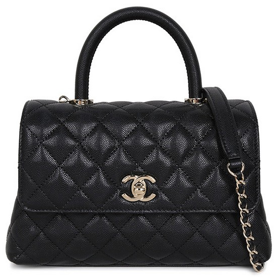 샤넬 금장 코코핸들 캐비어 체인 스몰 플랩백 A92990 (블랙)