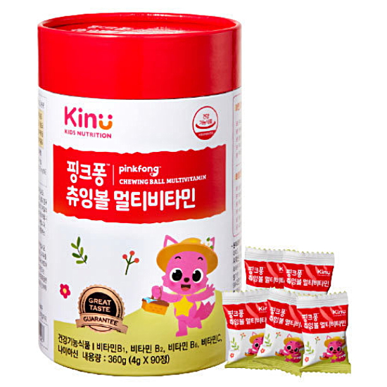동원F&B 키누 핑크퐁 츄잉볼 멀티비타민 90정 (1개)