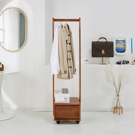 리안 멀바우 원목 이동식 행거 400