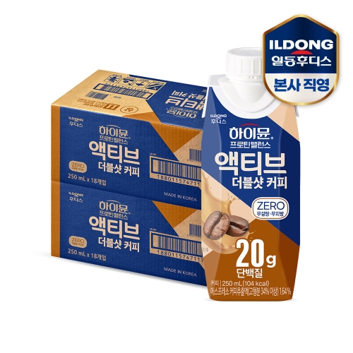 일동후디스 하이뮨 프로틴 밸런스 액티브 더블샷 커피 제로 250ml (36개)