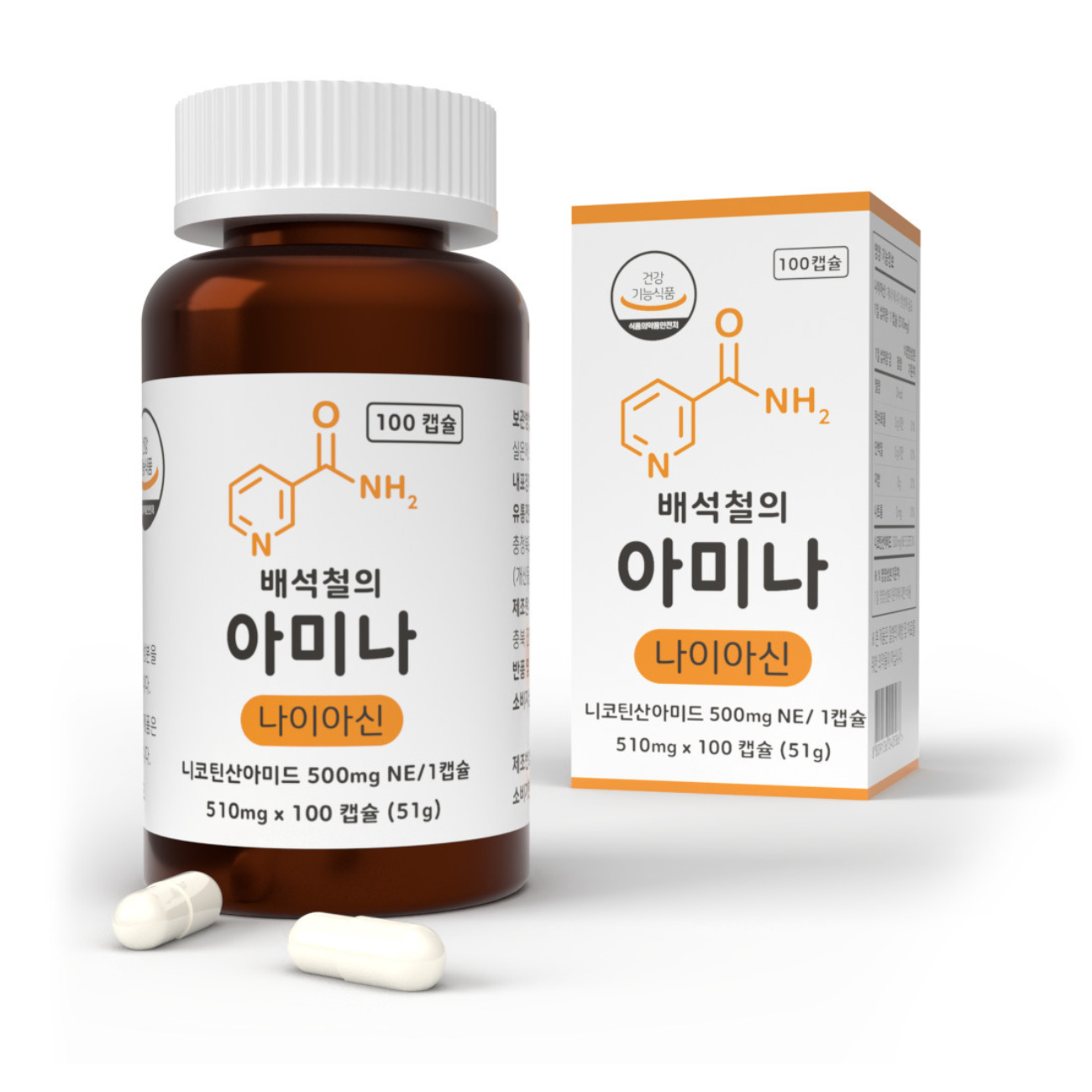 한국바이오팜 배석철의 아미나 나이아신 510mg 100캡슐