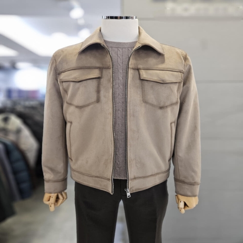 바쏘옴므 세이브존03 남성 점퍼 베이지 비건 스웨이드 블루종 WSAFA5UA20A