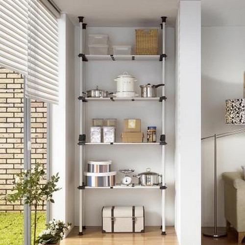 더블기둥 원터치 4단 너비조절 선반 32mm