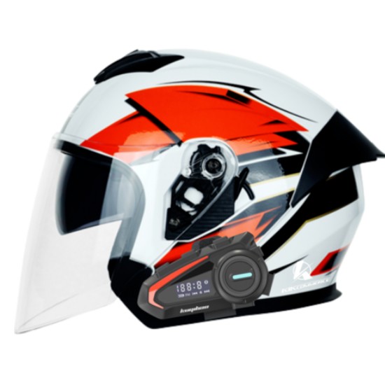 킥커머스 오픈페이스 블루투스 메이플화이트 오토바이 헬멧_이미지