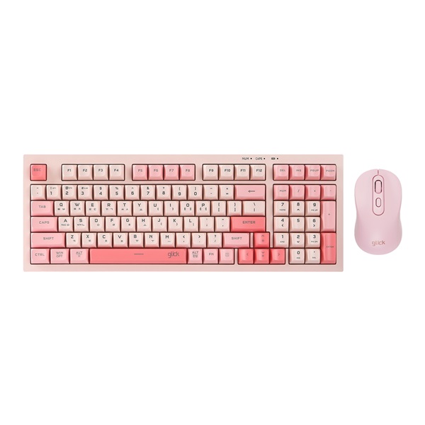 지클릭커 OFFICEPRO WMK90 사일런스 M 98 무선 키보드 마우스 세트 (Coral, RC1)_이미지