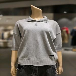 보니스팍스 반오픈 카라 단추 5부 니트_B3G22KPO010_이미지