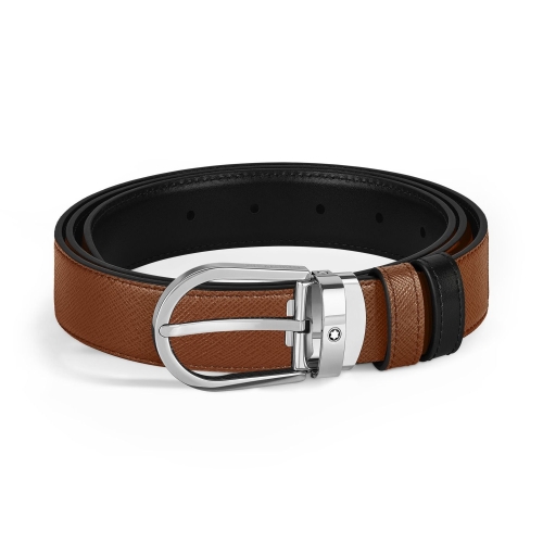 몽블랑 말발굽형 팔라듐 버클 30mm 포브/블랙 리버서블 레더 벨트 220964