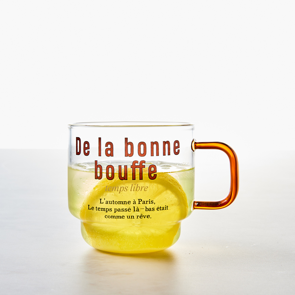 프렌치레터 스태킹 내열 유리머그 300ml