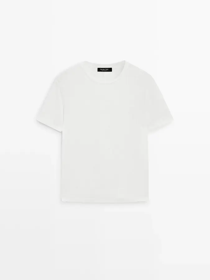 린넨 반팔 티셔츠 Grbrochenes Weiss 6856937