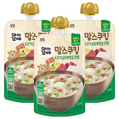 남양유업 맘스쿠킹 소고기 순두부전골 진밥 100g (3개)_이미지