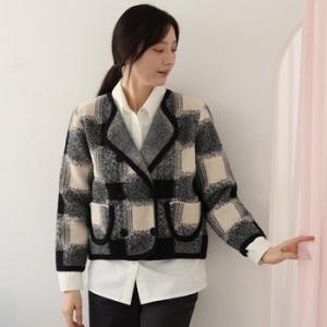  아리아 체크 니트 자켓 OJK103