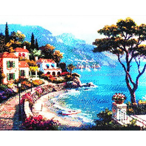 케이엠엘리 패브릭형 보석십자수 바닷빛 마을_이미지
