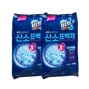 라이온코리아 비트 때가 쏙 산소표백제 3kg 2개 가루 분말 흰옷표백제 얼룩제거제 와이셔츠목때 옷찌든때제거