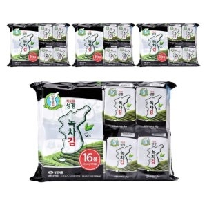 성경식품 지도표성경김 지도표 성경김 녹차식탁김 4g 16봉x4개 총 64봉_이미지