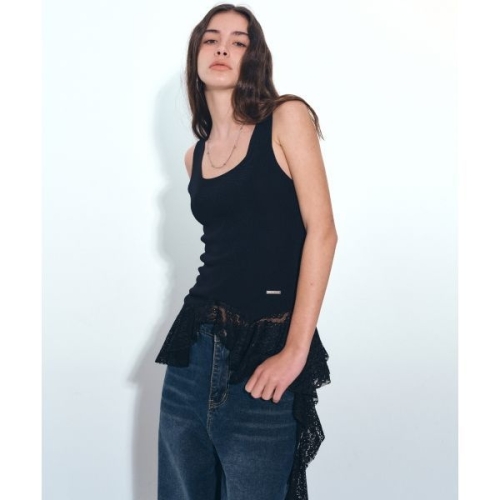 닉앤니콜 NICKNICOLE LACE SQUARE SLEEVELESS TOP_BLACK NWH4TS004_BG 338006