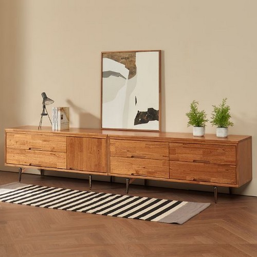 느첼 북유럽 tv 장식장 선반 원목 거실장 세트 2400