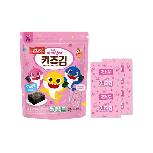 광천김 핑크퐁 오가닉 줄줄이 키즈김 36g (1개)_이미지