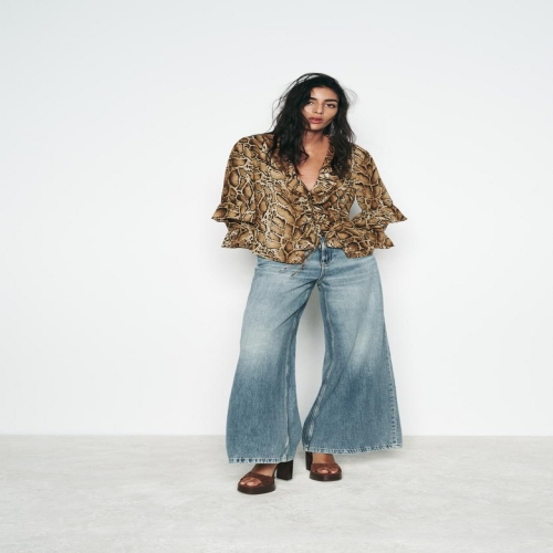 �ڶ� ���� ���� RUFFLED ANIMAL PRINT SHIRT 272485 XS KR 44