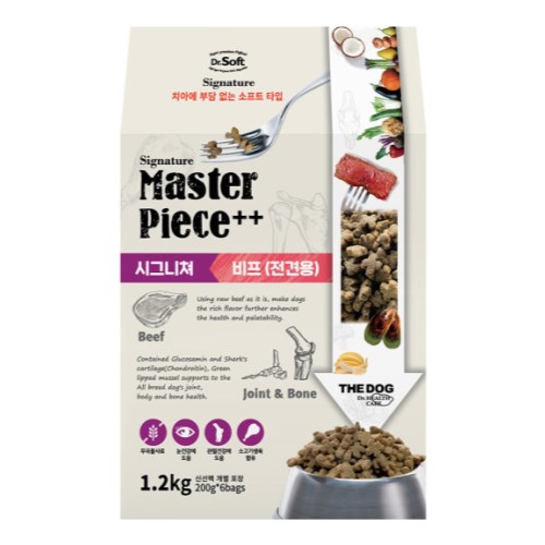 한국사료 더독 닥터소프트 명작 하이포알러지 연어 노령견용 1.2kg (2개)