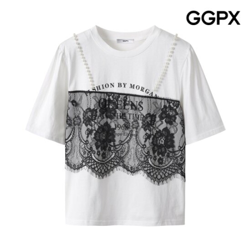 GGPX 진주끈 레이스 디테일 티셔츠 GP4TS012F_이미지