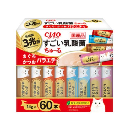 이나바 캣 챠오 스고이 유산균 츄르 참치&가다랑어 버라이어티 SC-386 840g (14g x 60p) (1개)_이미지