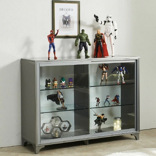 이지 슬라이드 와이드 3단 유리 장식장 1200