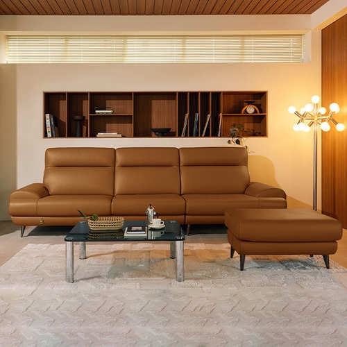 다우닝 클로 전체 천연통가죽 소파 4인용 (스툴포함)