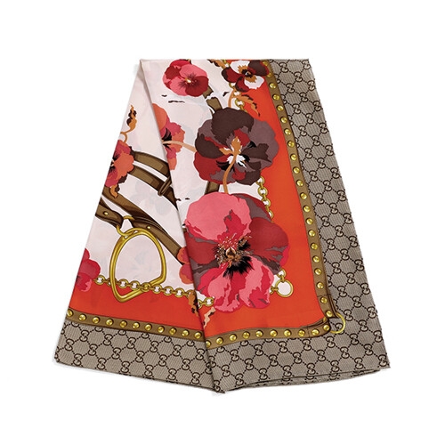구찌 실크 플라워 스카프_508796 3G001 (7572, 오렌지)