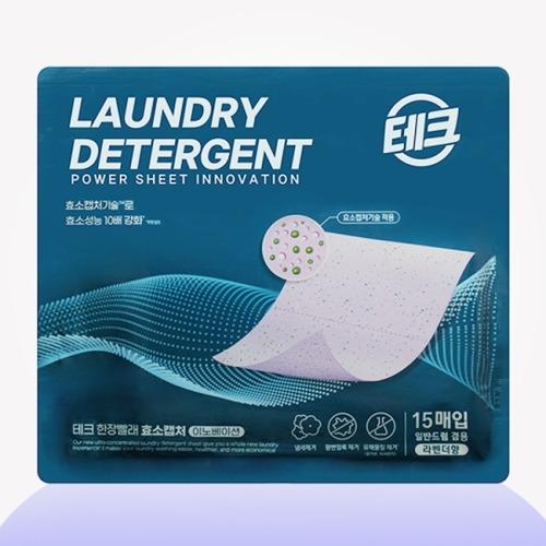 테크 한장빨래 효소캡처 이노베이션 라벤더 15매 (3개)_이미지