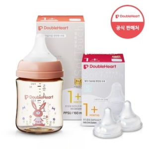 더블하트 모유실감 3세대 PPSU 놀러올래빗 160ml (젖병 1개 + 젖꼭지 3개)_이미지