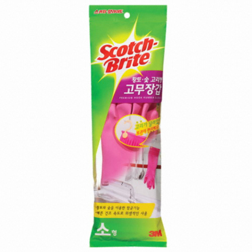 3M 스카치브라이트 황토숯 고리형 고무장갑 (소) (1켤레)_이미지