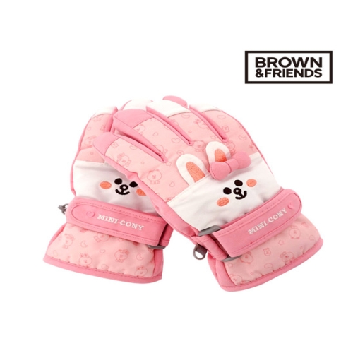 라인프렌즈 여아용 코니 입체페이스 방한장갑 MGLNG50059 핑크 L