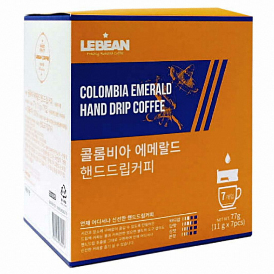 리빈코리아 콜롬비아 에메랄드 핸드드립 커피 7T (1개)