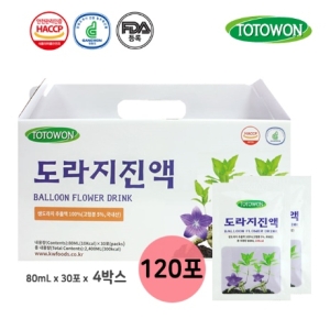 강원식품 토토원 도라지진액 100ml 30포 (4개)