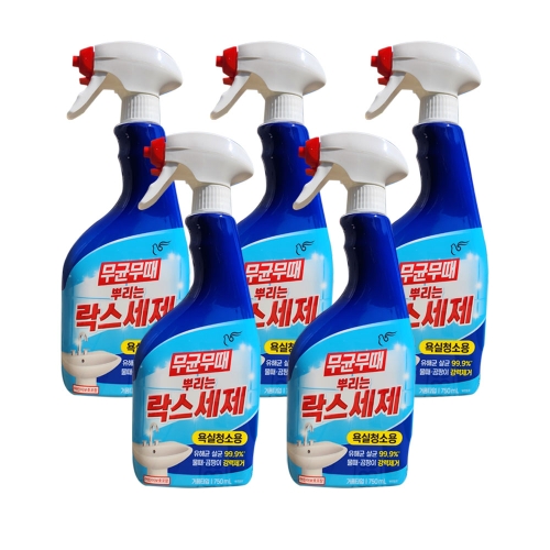 피죤 무균무때 뿌리는 락스세제 욕실청소용 750ml (5개)