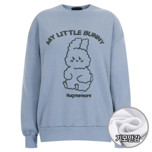 FW 국산 라운드넥 토끼 방한 기모 맨투맨 티셔츠 ODA-WSH-20135-백멜란지