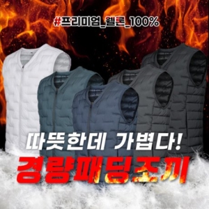 이지바이 프라우드 남성 브이넥 경량 패딩 조끼 AB23V006M A1_이미지