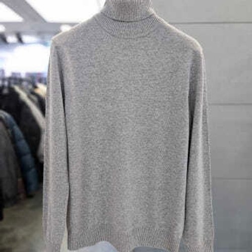 바쏘옴므 남자 베이지 목티 울 캐시미어 니트 폴라티 WSAFZ4WN91A