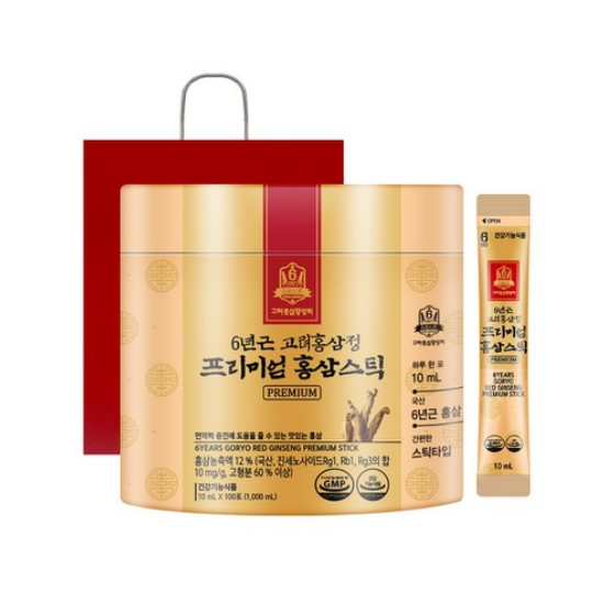 고려홍삼중앙회 6년근 고려홍삼정 프리미엄 홍삼스틱 10ml 100포 (2개)