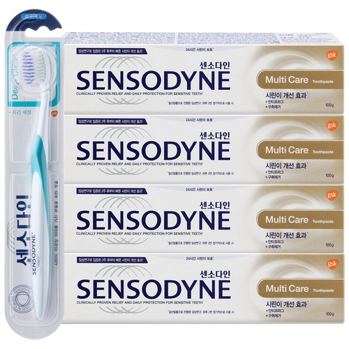 센소다인 멀티케어 치약 100g 4개 + 딥클린 칫솔1개 (1세트)_이미지