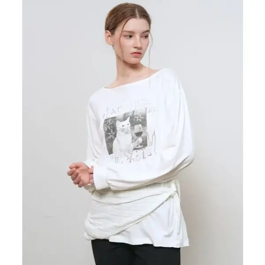 제너럴아이디어 보트넥 루즈핏 그래픽 티셔츠 WHITE GLTS515 GLTS515WH 349664_이미지
