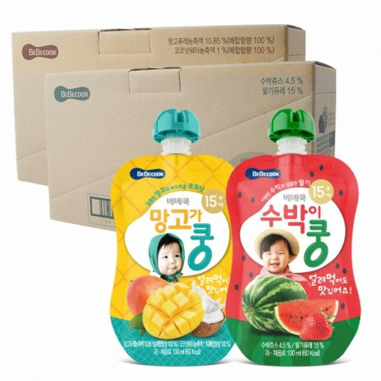 대웅생명과학 베베쿡 수박이 쿵+망고가 쿵 100ml (20개)