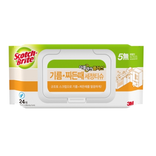 기름 찌든때 세정티슈 더블액션 캡형 24매