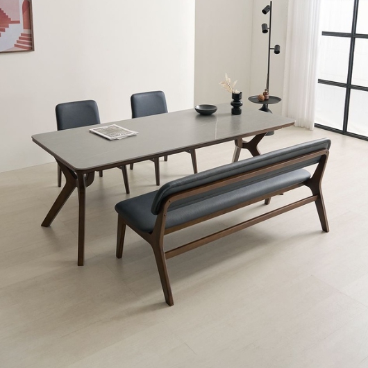 라로퍼니처 리버트 포세린 통세라믹 낮은 식탁 1900 (의자2개+벤치1개)_이미지